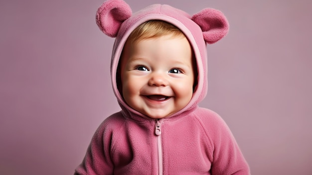 A baby wearing a bear hoodie