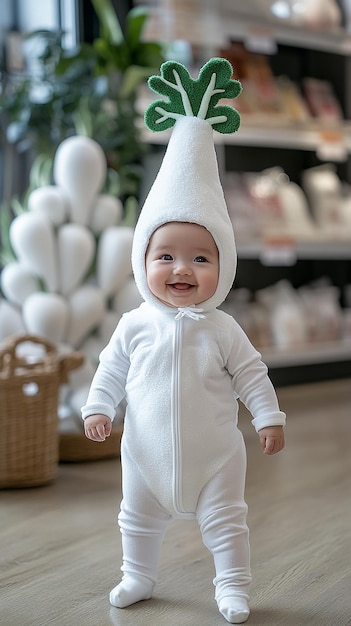 a baby wearing a costume that says quot baby quot