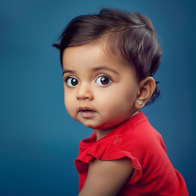 a baby wearing a red shirt that says quot baby quot