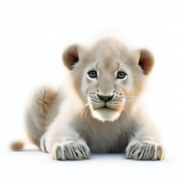 Baby White Lion's Graceful Stance Generative AI