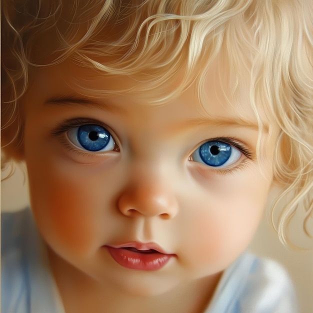 a baby with blue eyes and a blue shirt that says  the blue eyes