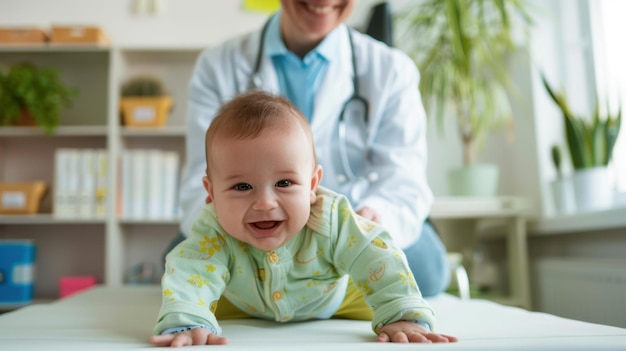 Photo the baby with doctor