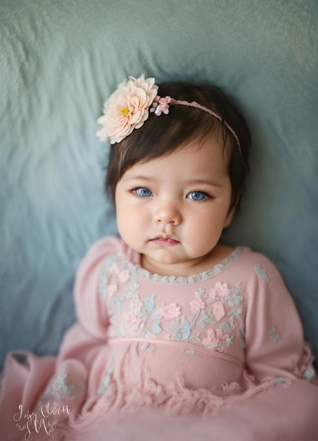 Photo a baby with a flower in her hair