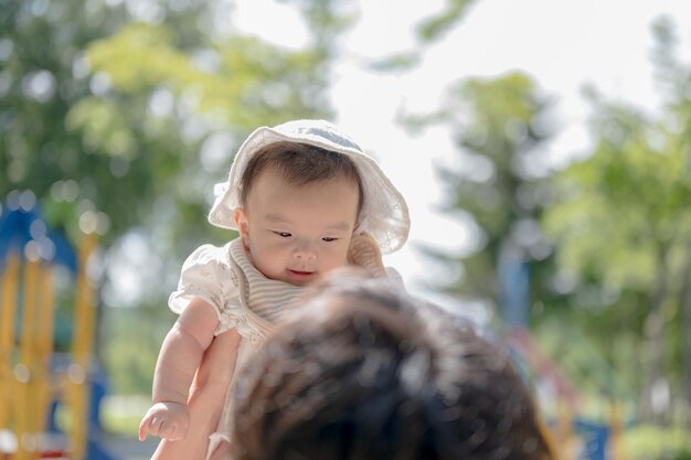 A baby with a hat on