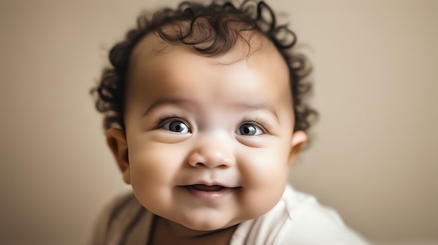 A baby with large cute eyes