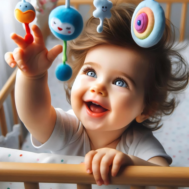 a baby with a pacifier on its head