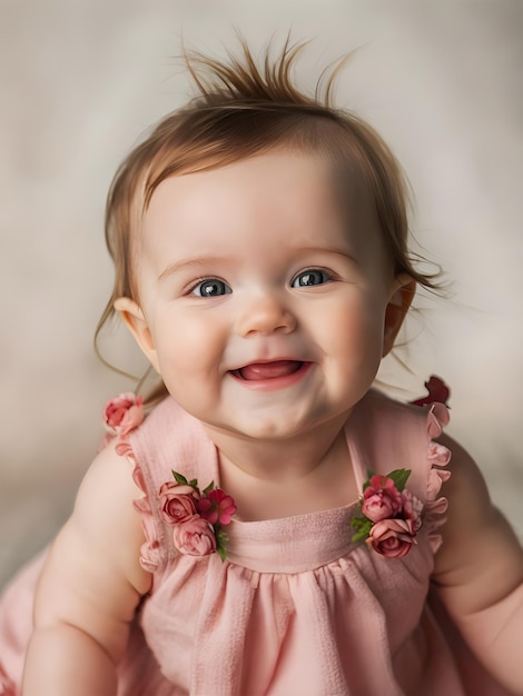 Photo a baby with a pink dress that says baby on it