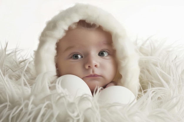 Photo a babys first winter a portrait of innocence wrapped in white