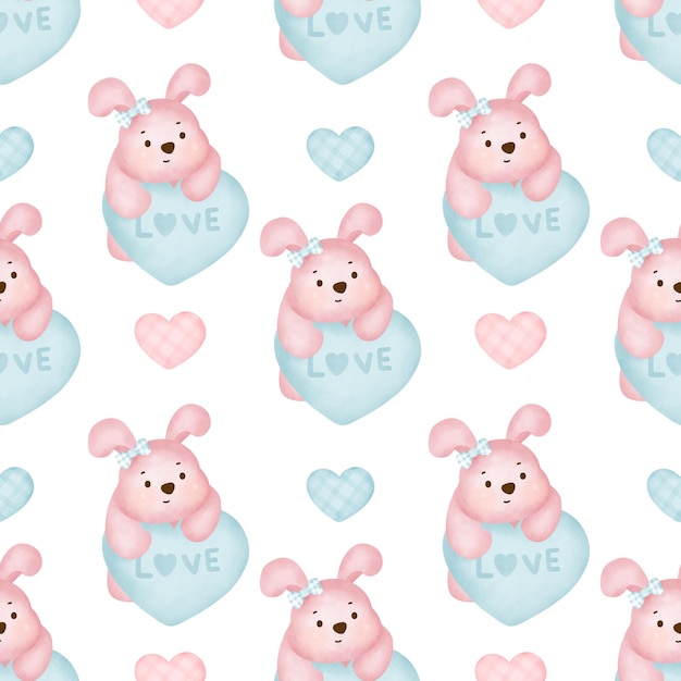 babyshower cute rabbit seamless pattern