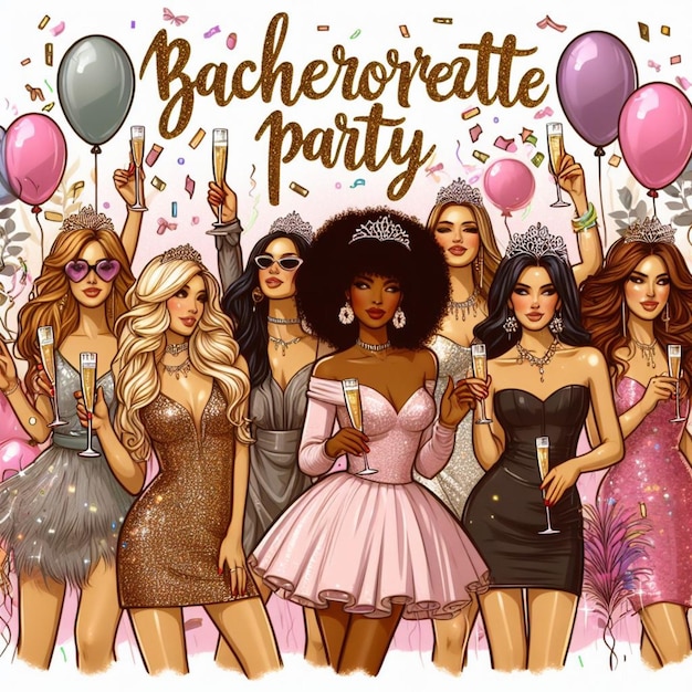 Photo bachelorette party illustration