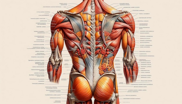 the back of the back of the body is labeled with the muscles of the back