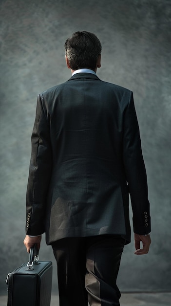 The Back of a Businessman Carrying a Briefcase