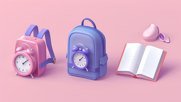 Photo back to school 3d render