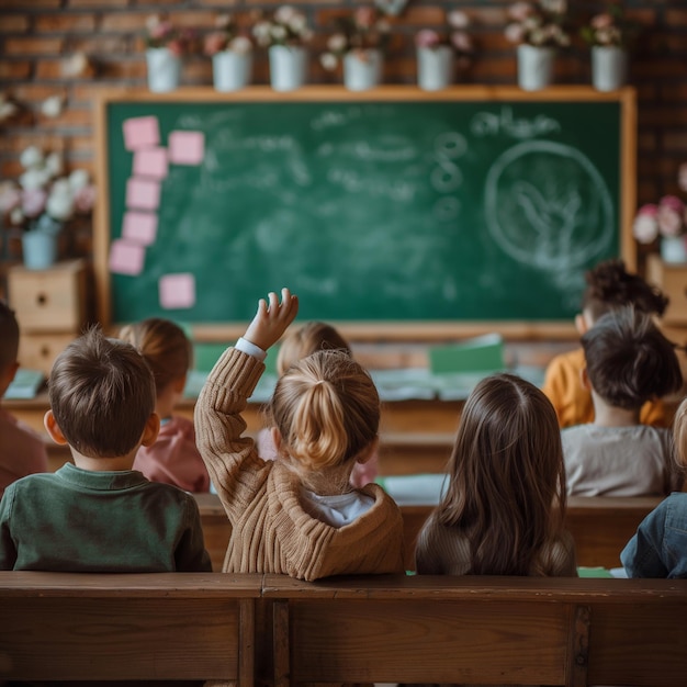 back to school back ground childrens sitting in class room background