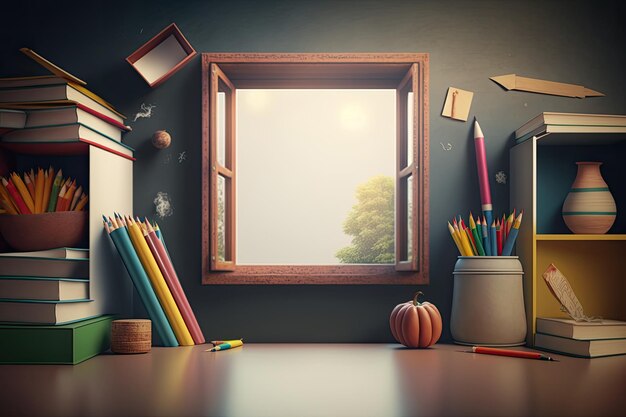 Back to school background Illustration AI Generative