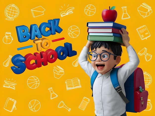 Back to school Background School Student with speech bubble Poster template