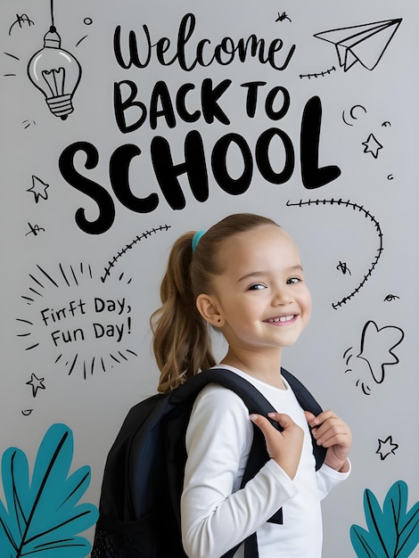 Back to school Background School Student with speech bubble Poster template