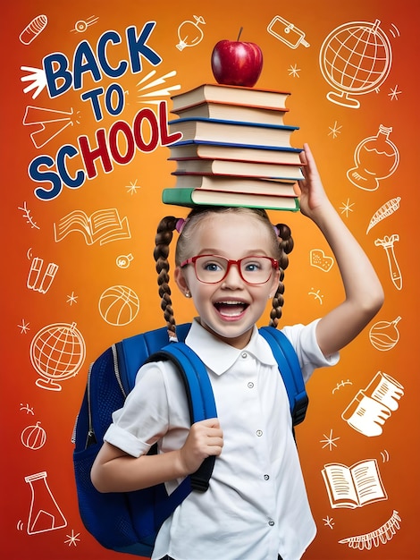 Back to school Background School Student with speech bubble Poster template