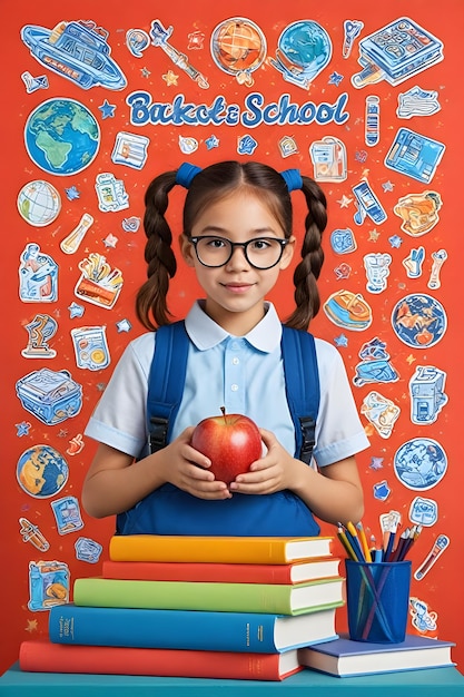 Back to school Background School Student with speech bubble Poster template