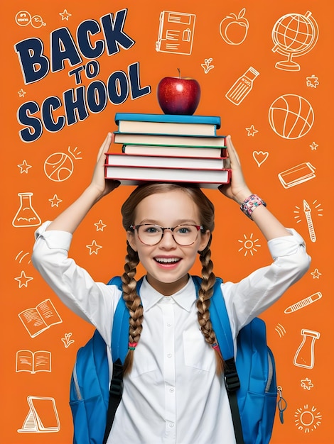 Back to school Background School Student with speech bubble Poster template