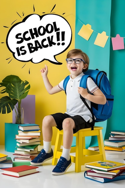 Back to school Background School Student with speech bubble Poster template