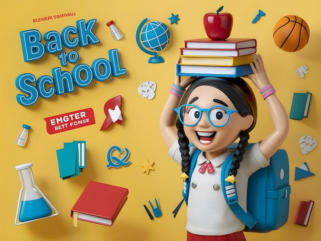 Back to school Background School Student with speech bubble Poster template