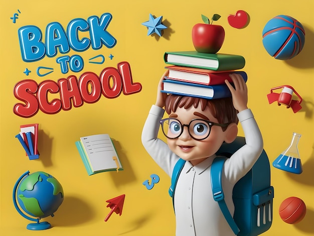 Back to school Background School Student with speech bubble Poster template