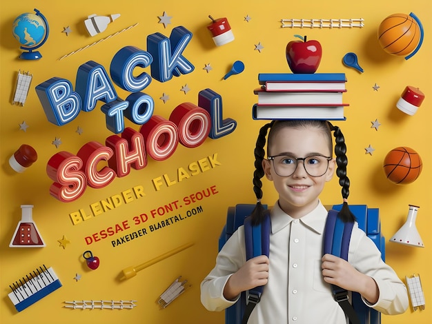 Back to school Background School Student with speech bubble Poster template