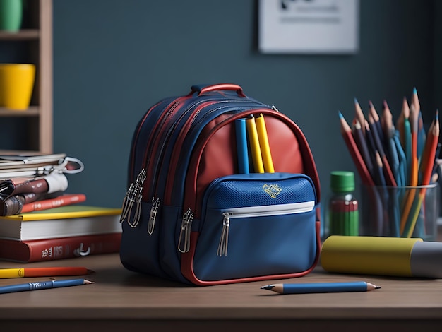 Back to school background with bags and stationery