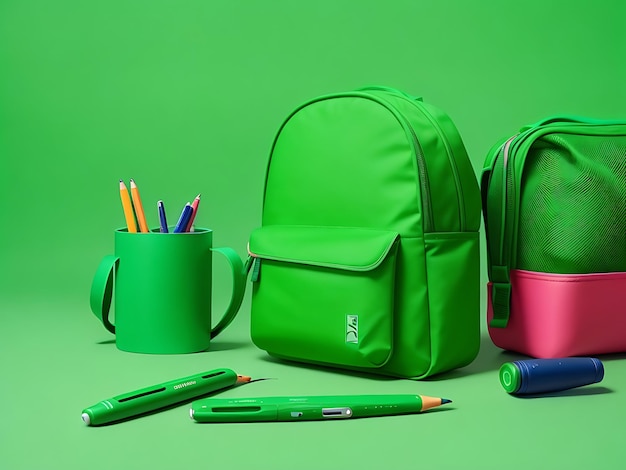 Back to school background with bags and stationery