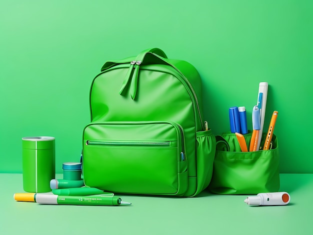 Back to school background with bags and stationery