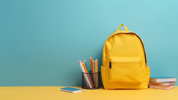 Back to school background with school bag Illustration AI GenerativexA