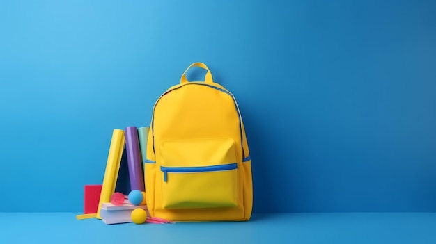 Back to school background with school bag Illustration AI GenerativexA