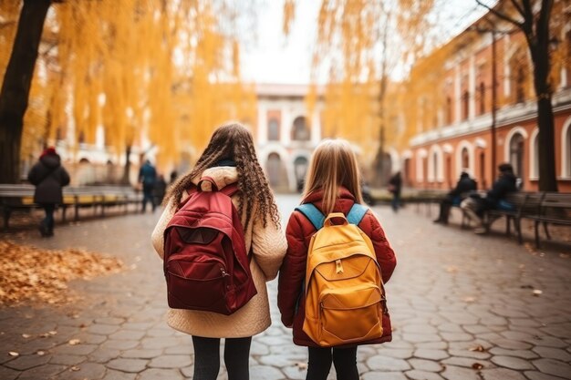 Back to school backpack going to school together Created using AI