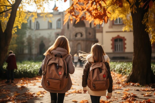 Back to school backpack going to school together Generative AI