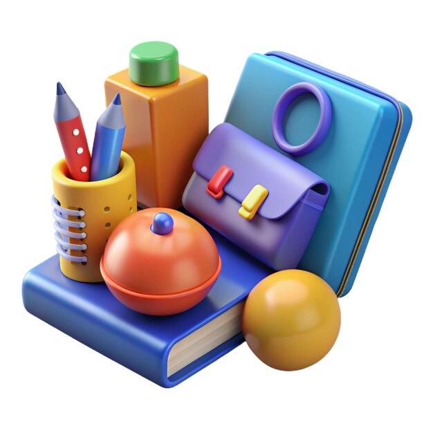 back to school concept 3d cartoon style illustration