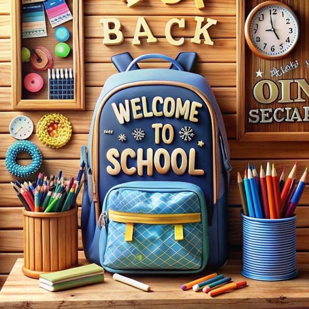 Back to school concept Backpack with school supplies