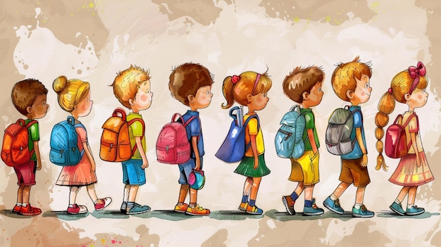 Back to school concept cartoon children