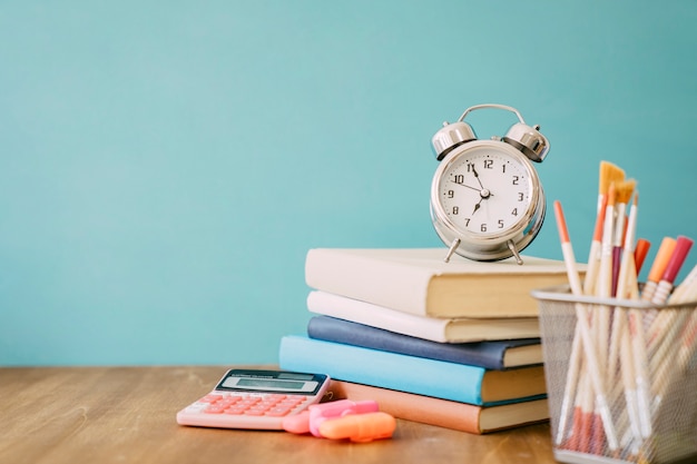 Back to school concept with pile of books