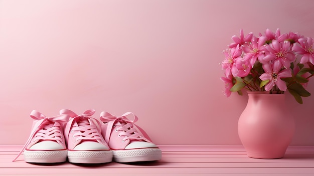 Back to school concept with shoe blu and pink