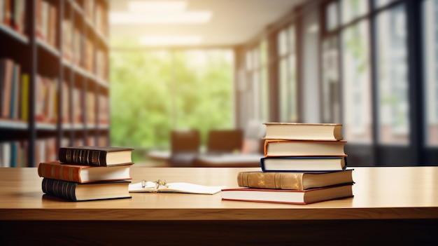 back to school conceptstack of books over wooden