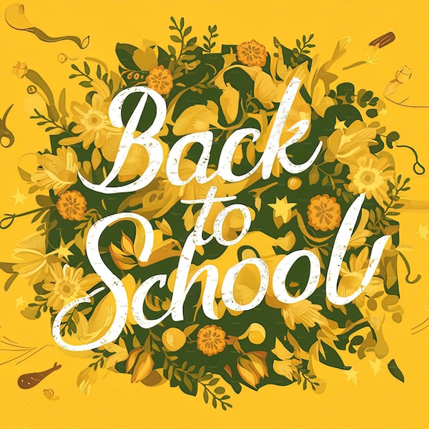 Photo back to school cursive letter in beautiful cercal floral design gorgeous poster flyer wallpaper