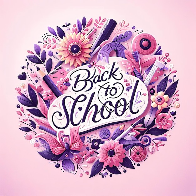 Back To School cursive letter in beautiful cercal floral design gorgeous poster flyer wallpaper