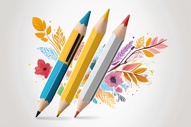 Back to School Decorative Pencil Style with White Background