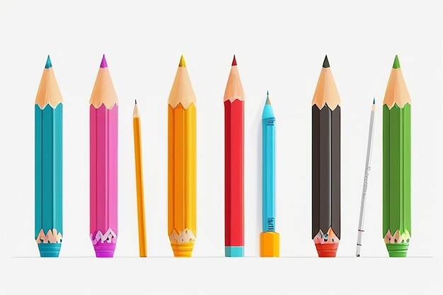 Back to School Decorative Pencil Style with White Background