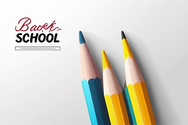 Back to School Decorative Pencil Style with White Background