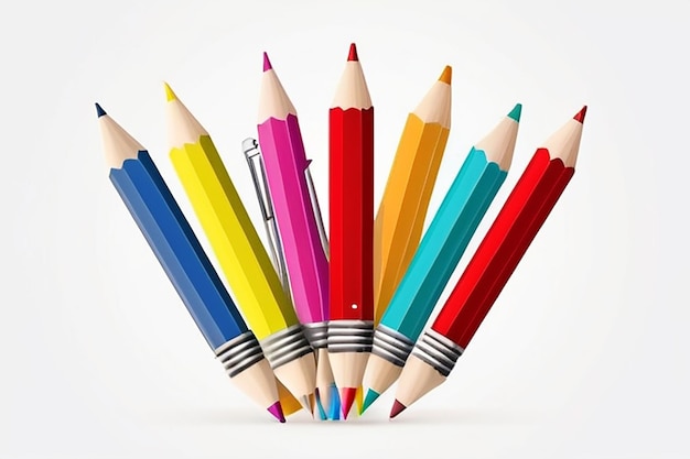 Back to School Decorative Pencil Style with White Background