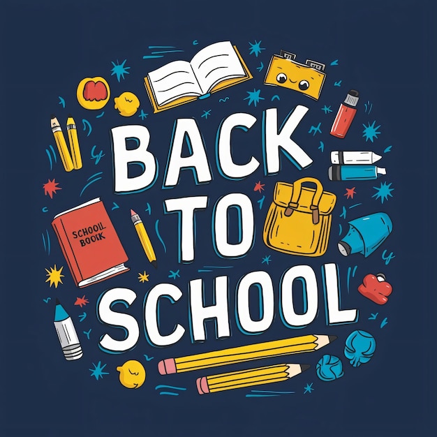 Back to school design with kids schoolbook and student