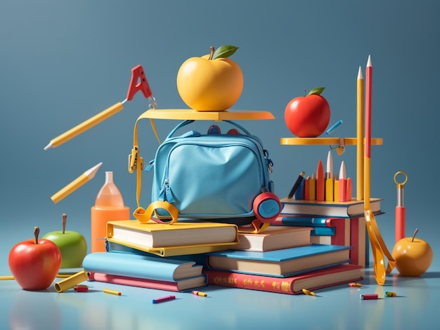 Back to School Education Background Concept with School Supplies