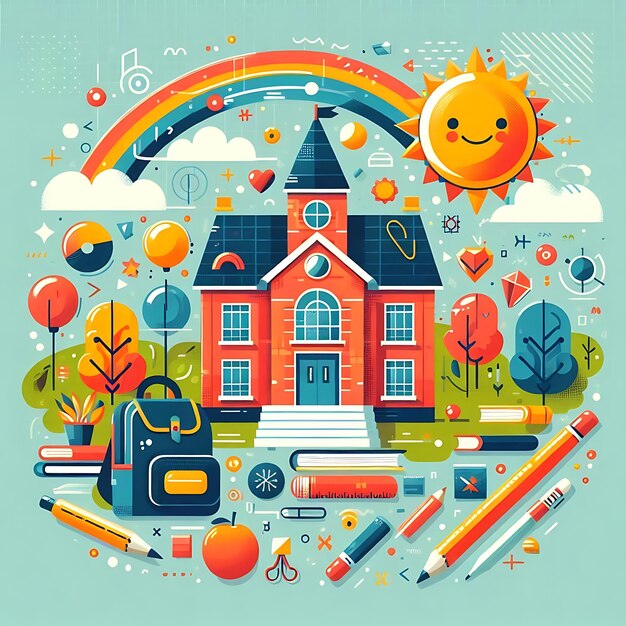 Back to school flat background illustration